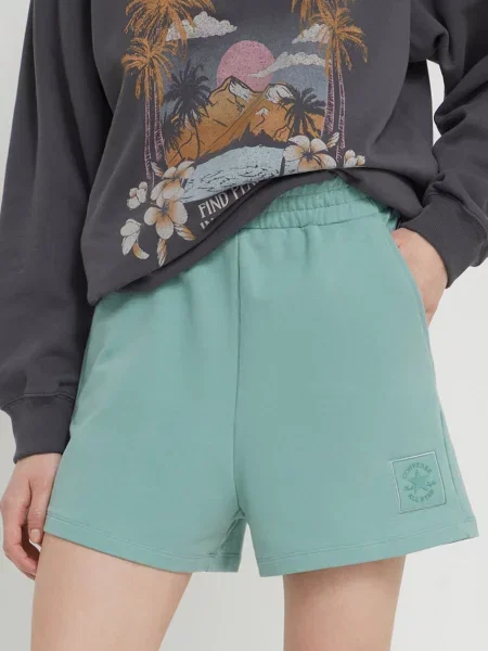 Kraťasy Converse hladké high waist zelená