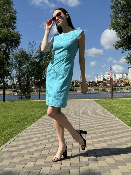 Сукня міні CAT ORANGE бірюзовий бавовна/віскоза помаранчева