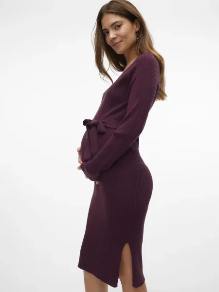 Vero Moda Maternity Rochie tricotat VMMSaba vin roșu