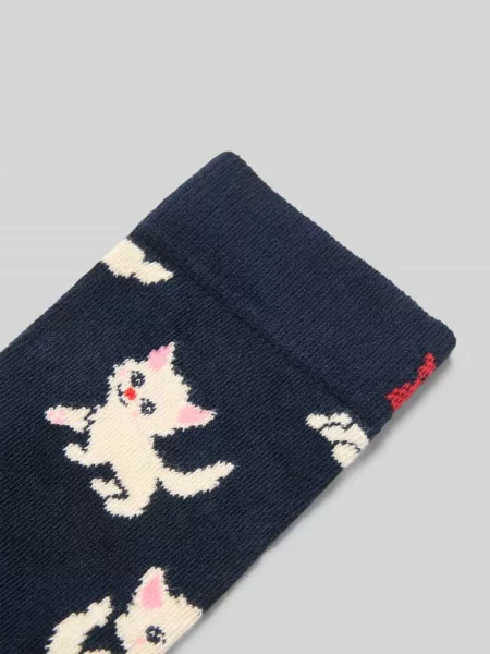 Skarpety z wyhaftowanym motywem model ‘Kitten’ Happy Socks granatowe