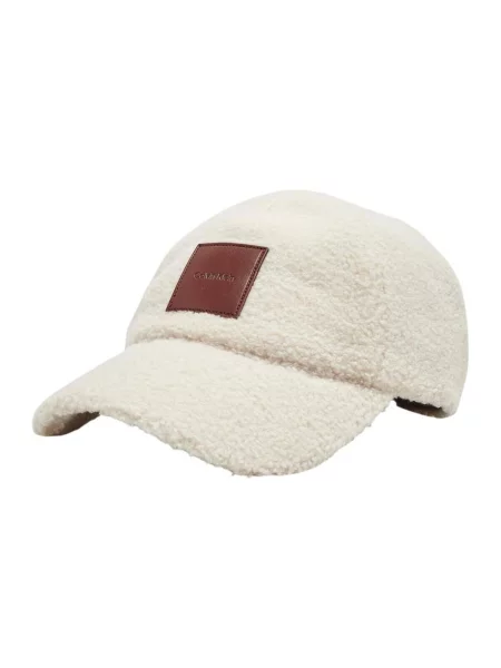 Calvin Klein Šiltovka All-Over Sherpa W/ Patch Cap Krémová béžová