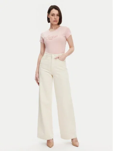 Puntíkaté tričko Guess s krátkými rukávy růžové