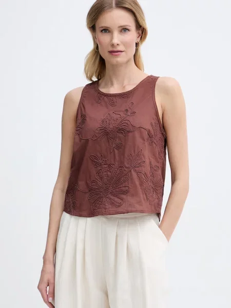 United Colors of Benetton bluza za žene od pamuka smeđa