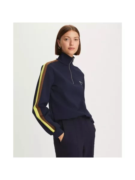 Pasek Tory Burch w paski z paskiem niebieski