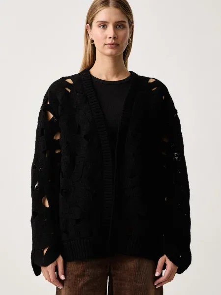 Fracomina cardigan pentru femei din lână merino negru