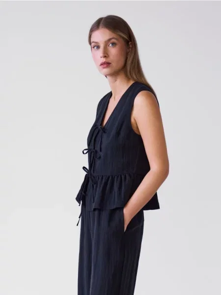 Reserved Kamizelka z lyocellem czarny