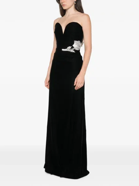 Rochie maxi Adamaris fără bretele negru