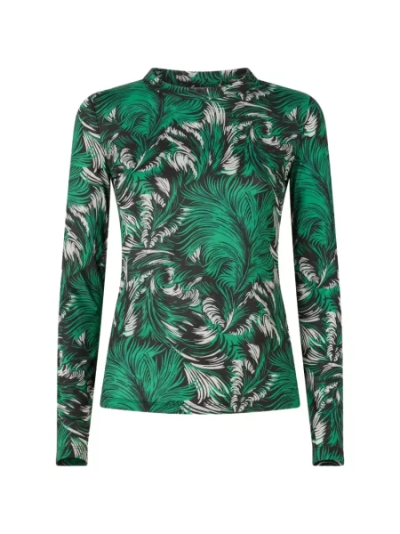 Lung tricou La Doublej cu pene verde
