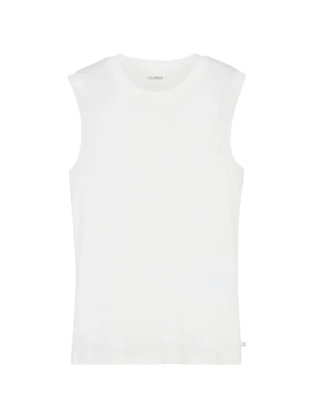 Top Closed cu decolteu rotund alb