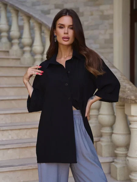 Лляна Сорочка ISSA Plus чорний