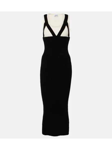 Dzianinowa sukienka midi Jean Paul Gaultier do kolan garniturowa czarna