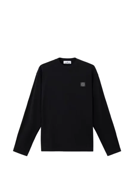 Lung tricou Stone Island cu strasuri negru