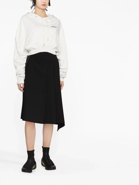 Decupat hanorac cu glugă Off-white cu imagine alb