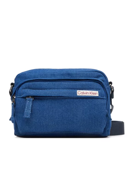 Crossover torbica Calvin Klein Sleek Denim Utility Camera Bag plava
