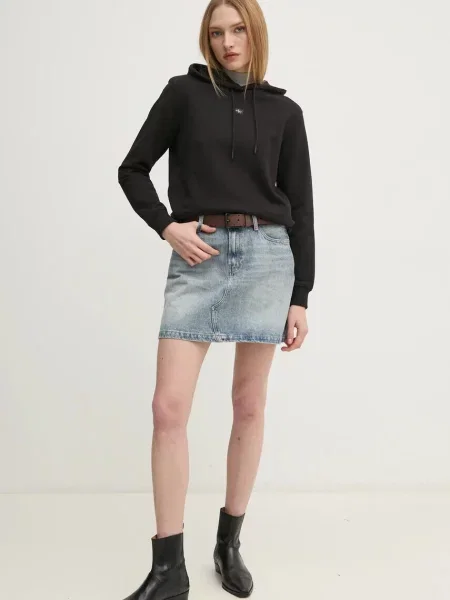 Dzianinowa bluza z kapturem Calvin Klein Jeans czarna