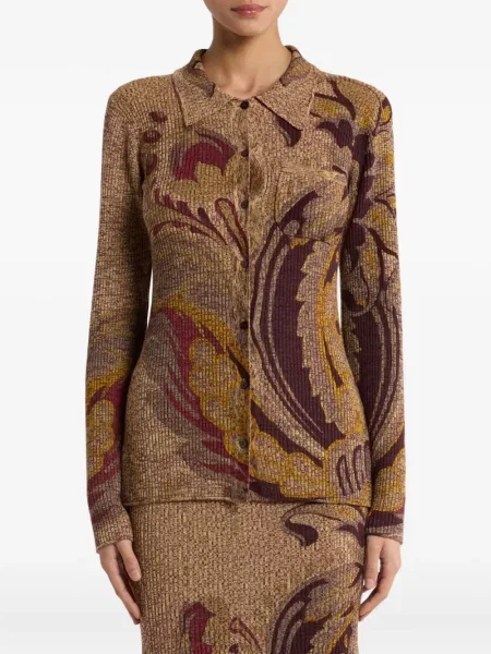 Cardigan Etro cu model floral cu imagine maro