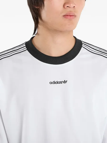 Tricou Adidas cu dungi cu broderie alergare gri