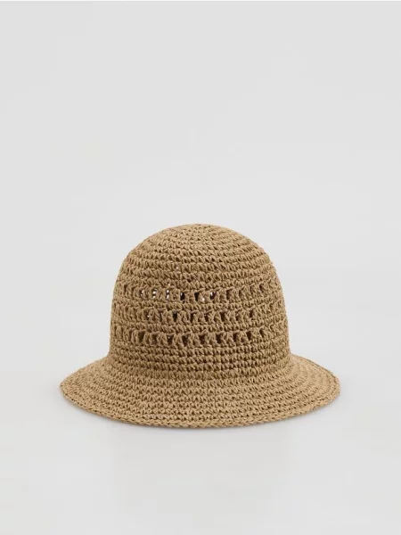 Reserved Pălărie tip bucket din paie galben-pal galben