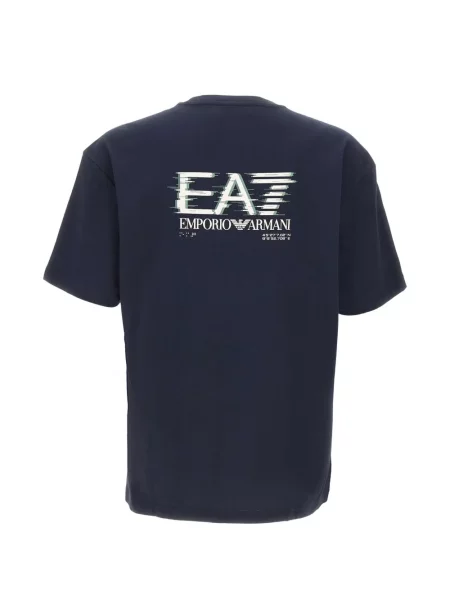 Тениска Ea7 Emporio Armani с принт с кръгло деколте синьо