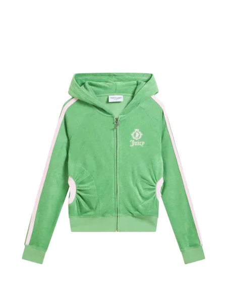 Hanorac cu glugă Juicy Couture cu broderie din material terry verde