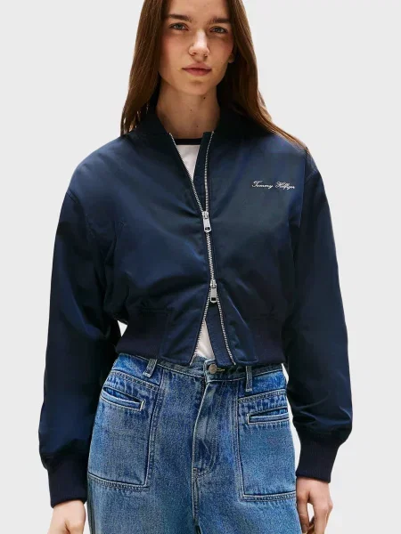 Укорочений бомбер Tommy Hilfiger синій