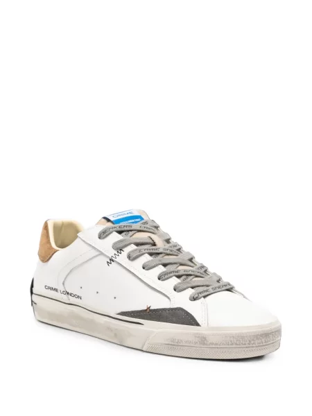 Sneakerși Crime London din piele zdrențuiți alb