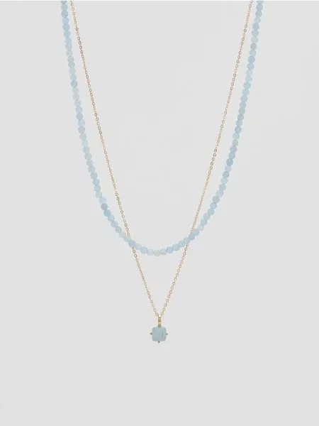 Подвеска Reserved с камнями голубая