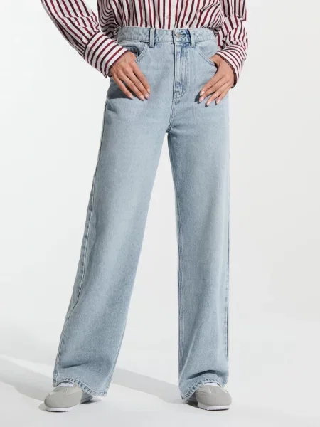 Джинси wide leg синій