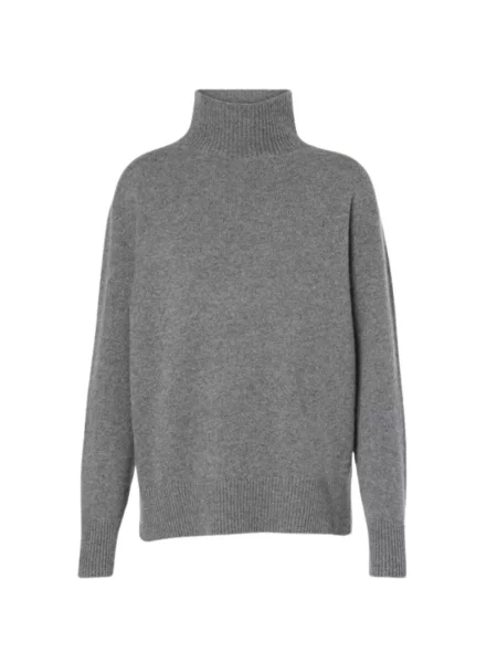 Lniany sweter z golfem Max Mara szary