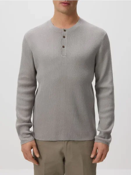 Reserved Pulover henley deschis gri