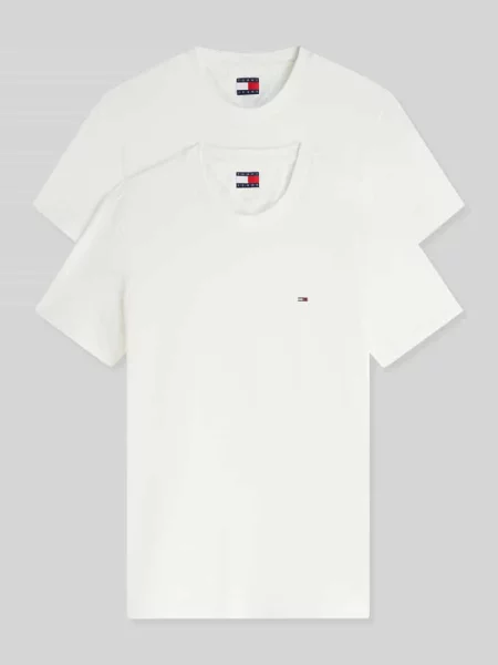 T-shirt o kroju slim fit z czystej bawełny w zestawie 2 szt. Tommy Jeans biała