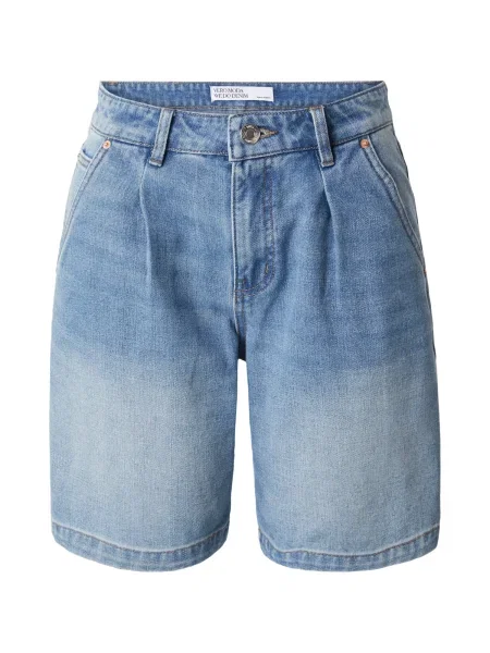 VERO MODA Pantaloni cu cute EVELYN denim albastru