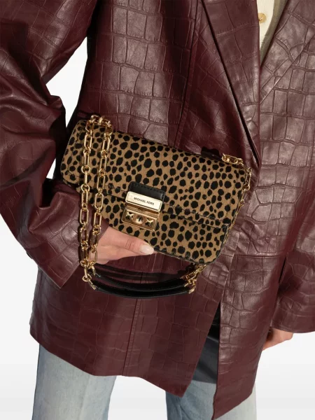 Kožne tenisice Michael Michael Kors s vezom smeđa
