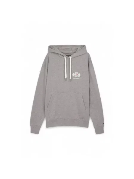 Haftowana bluza polarowa Tommy Hilfiger polarowa ze sznurkiem szara