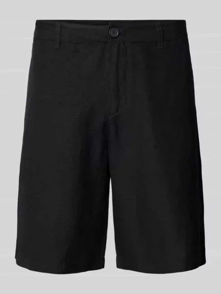 Bermudy lniane o kroju regular fit ze szlufkami na Armani Exchange czarne
