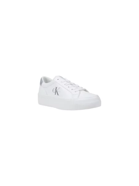 Calvin Klein Jeans Buty Kobieta 40 EU Srebrne Skórzane Buty na Sznurowadła biały