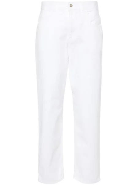 Jeansy Moncler z wysoką talią o krotszym kroju białe
