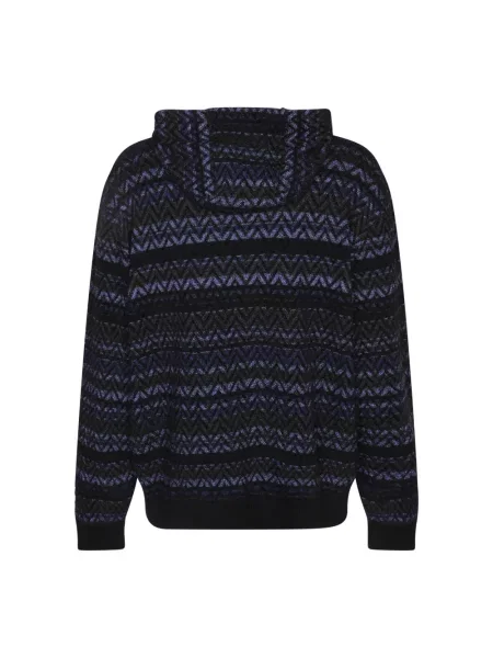 Bluza z kapturem Missoni wełniana z kapturem z nadrukiem niebieska