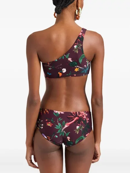 Bikini La Doublej cu model floral cu imagine cu un umăr gol violet