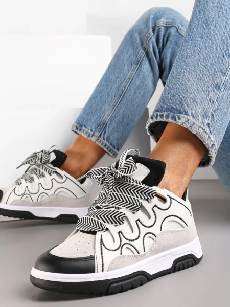 Sneakers Albi cu șireturi late Nolita alb