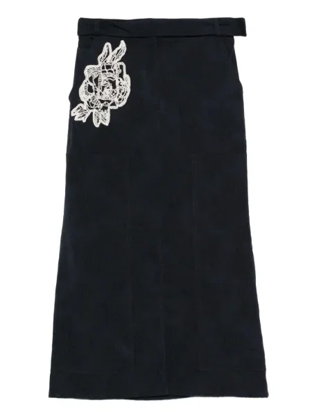 Fustă midi Erdem cu model floral până la genunchi albastru