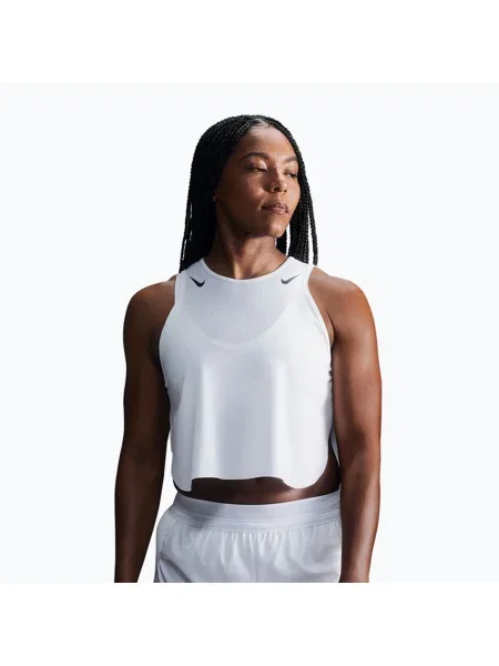 Tricou de alergare pentru femei Nike AeroSwift Dri-Fit ADV Cropped Tank Top off white/black alb