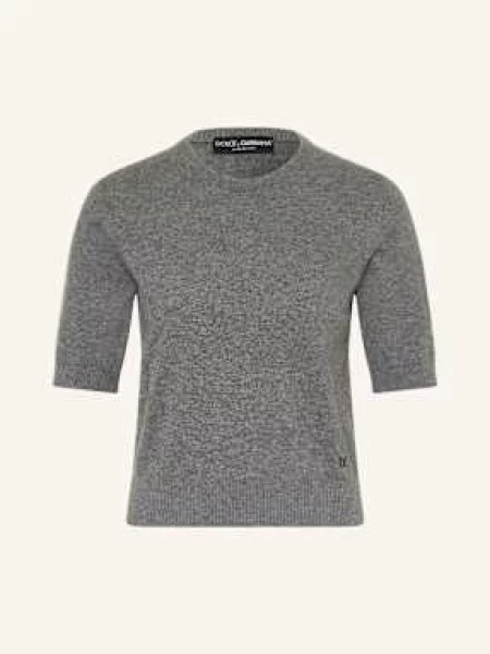 Dolce & Gabbana Dzianinowa Koszulka Z Kaszmiru grau szara
