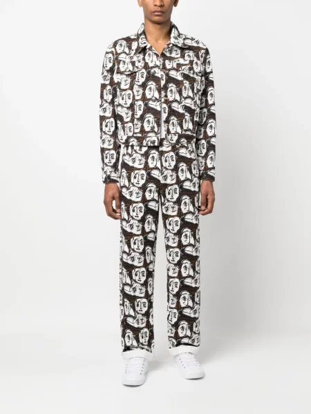 Raštuotos kelnės Charles Jeffrey Loverboy balta