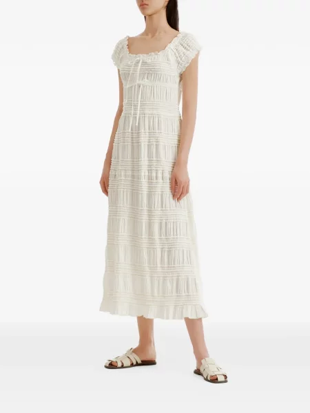 Rochie midi Tout A Coup cu funde alb