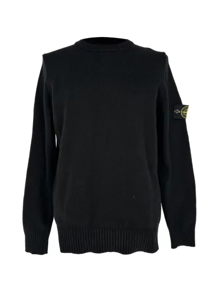 Pulover Stone Island cu decolteu rotund cu strasuri negru