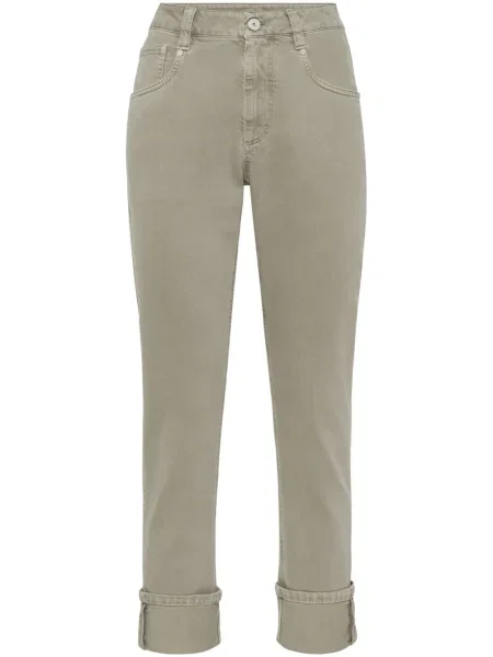 Blugi drepți Brunello Cucinelli verde