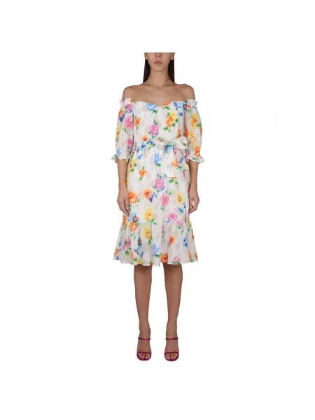 Sukienka midi Boutique Moschino z odkrytymi ramionami