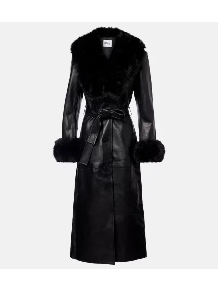 Palton Self-portrait din piele negru