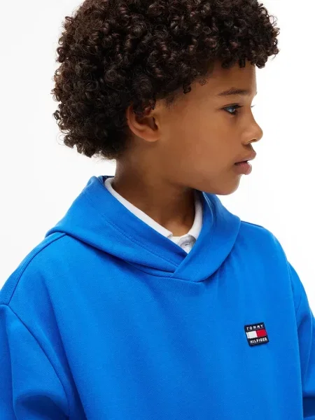 Суичър с качулка Tommy Hilfiger синьо